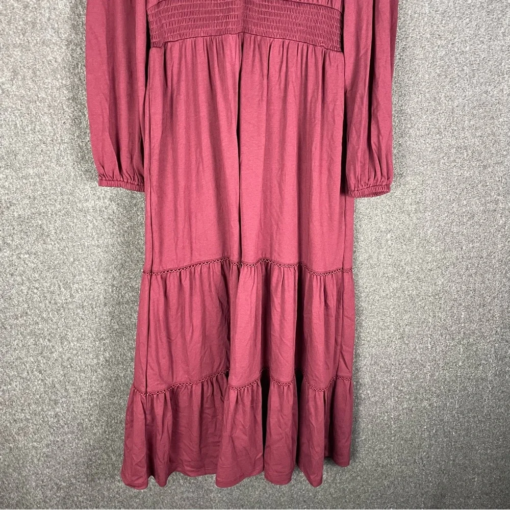 Boden 10R Women's Shirred Waist Tier Midi Dress Western Boho Prairie Cottage NEW - Picture 4 of 13
